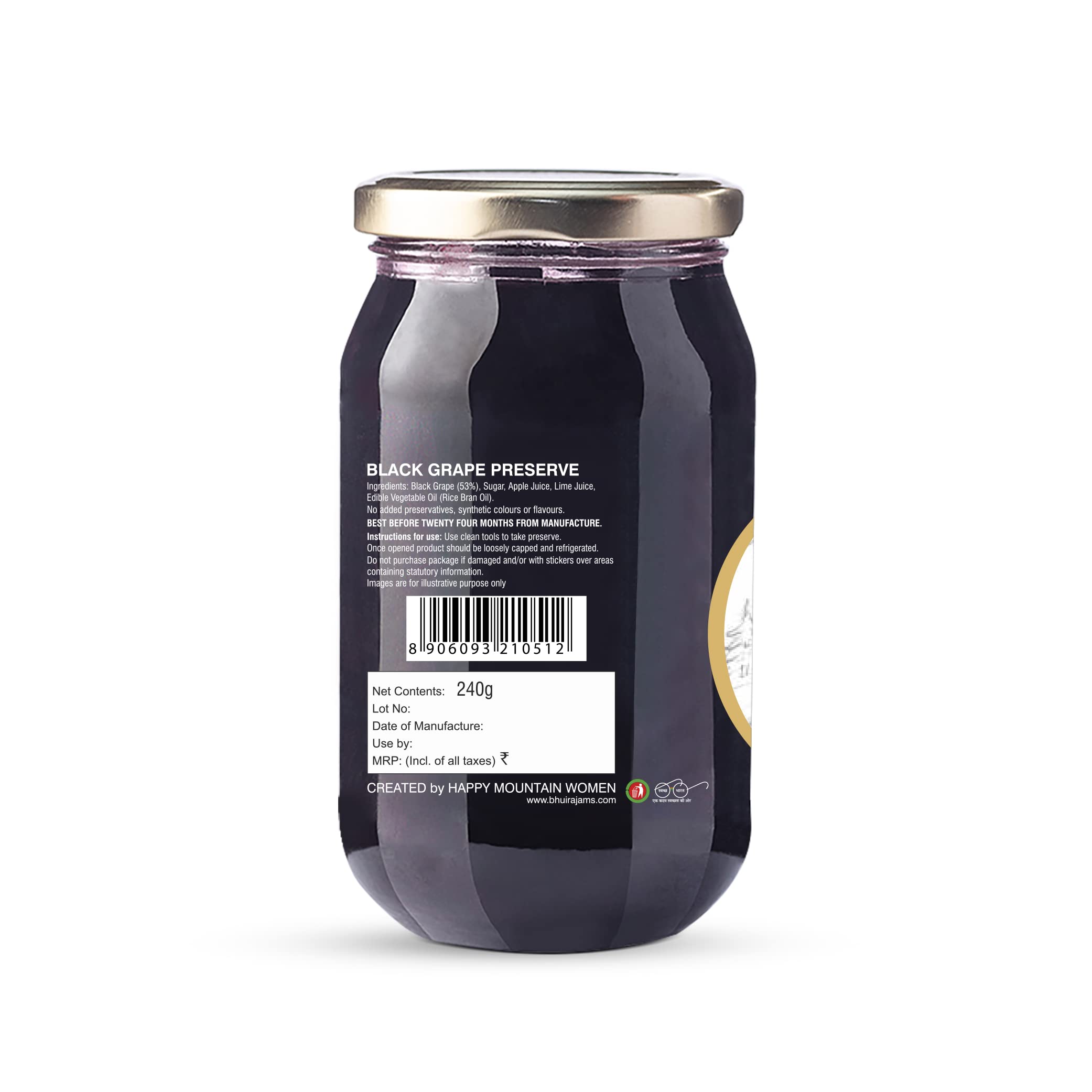 Bhuira Black Grape Preserve - 240g | All Natural, No Added Suga No Added Preservatives, Artificial Colors | Handmade Himachal Vegan Spread | Breakfast Dessert Jam | Healthy Snack, Pack of 2 - Image 4 thumbnail