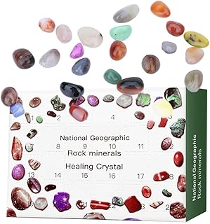 SMELEYOU Crystal Advent Calendar 2023,Christmas Healing Crystal Advent Calendar,Crystal Repair Stone Kit,24 pcs Collection Polished Crystal Pebbles Countdown Calendar (Reinforced packaging)
