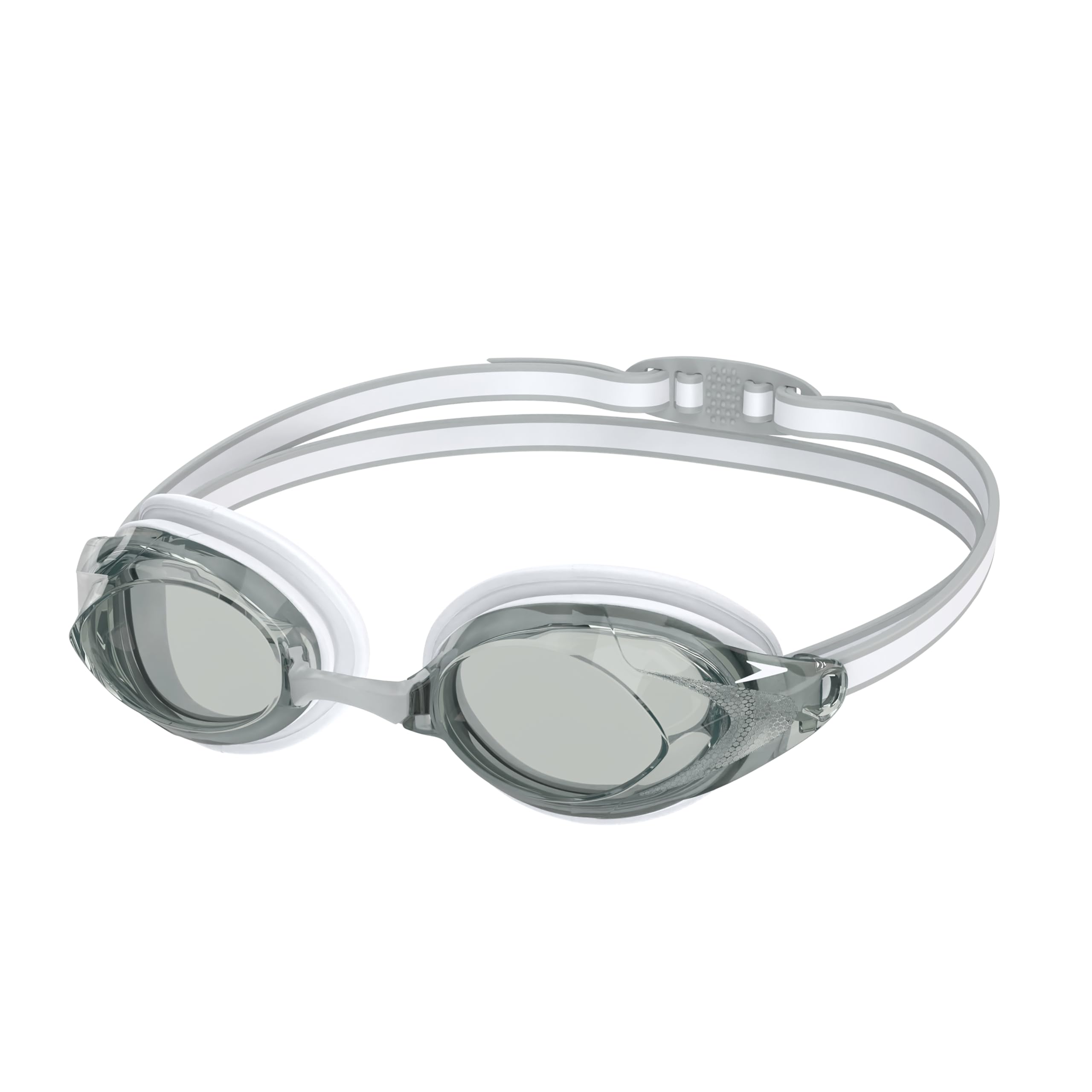 Speedo Women’s Vanquisher 3.0 Swim Goggles - White/Steel | Comfortable Fit, Anti-Fog, UV Protection, Latex Free Swimming Goggles for Female Swimmers