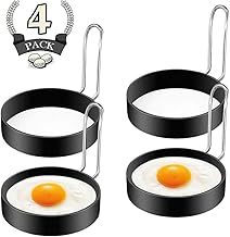 FireKylin Egg Ring,4 Pack Stainless Steel Egg Cooking Rings Set, Round Pancake Mould Omelette Mold for Frying Egg English Muffins Pancake Sandwiches