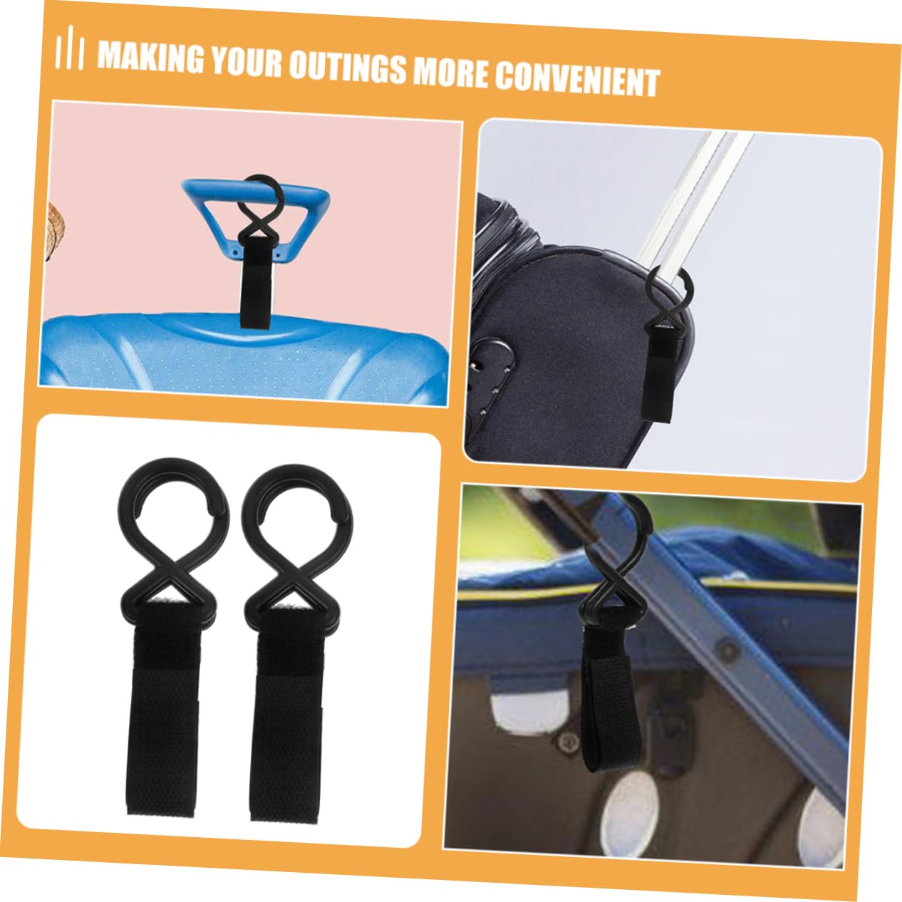 HEMOTON 12pcs Stroller Hooks Multi-Functional Nylon Clips for Diaper Bags Shopping for Strollers Wheelchairs Carts Keep Your Essentials Organized and Secure