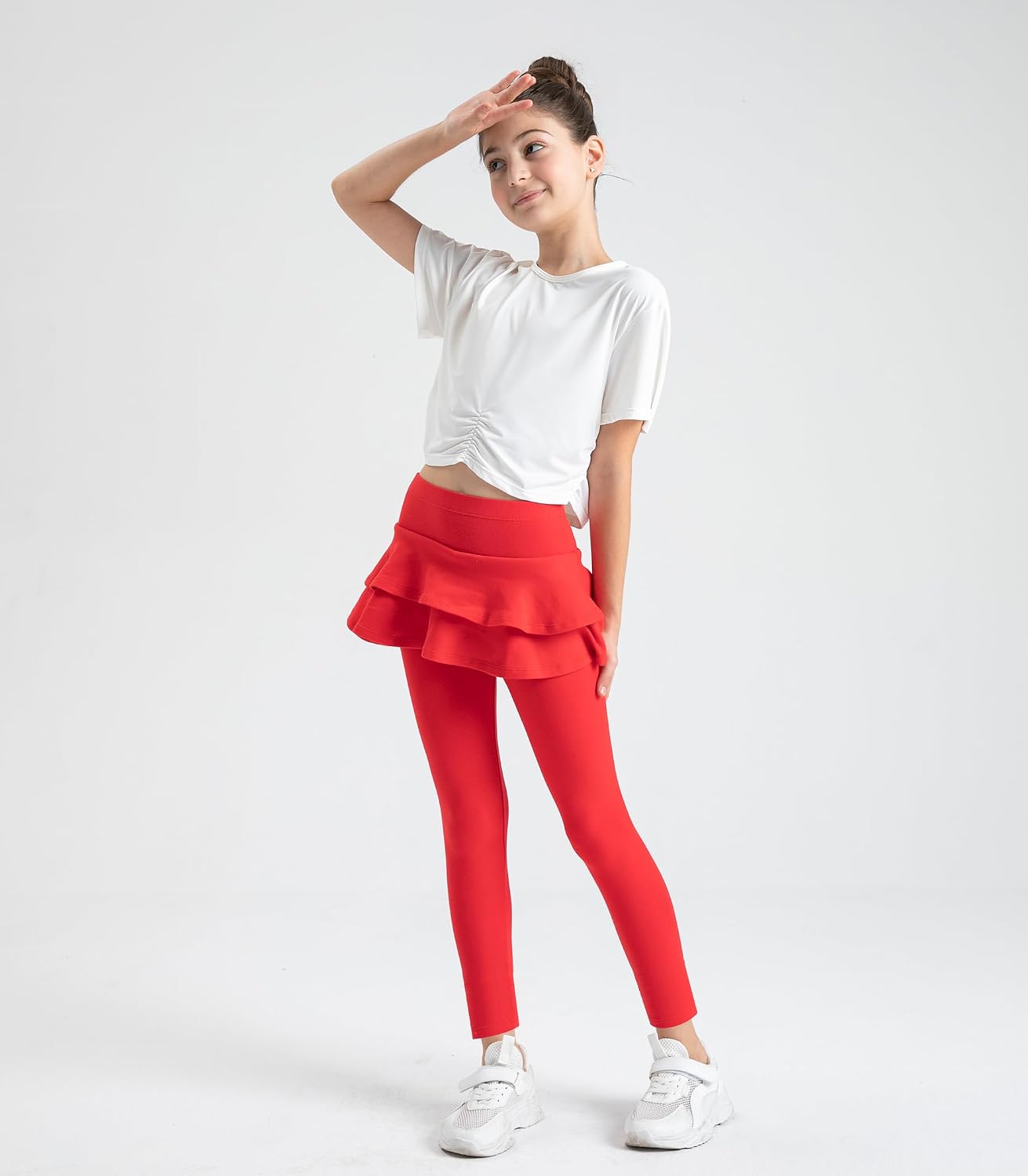 Girls Leggings with Cotton Ruffle Skirt,Footless Tutu Leggings Pants for Kids Skirt Pants
