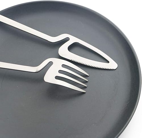 Miniatura 4 de Juego de cubiertos plateados mate de acero inoxidable con acabado satinado para 6, 24 cucharas y tenedores, apto para lavavajillas (plata mate)