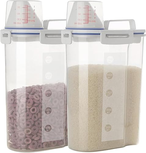 Paquete de 2 tanques de plástico transparente barril de almacenamiento de arroz contenedor de alimentos para el hogar caja de almacenamiento de