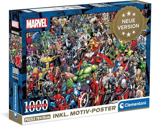 Clementoni Marvel-Universe-Impossible Puzzle - 1000 Teile Puzzle mit Poster & Aufsteller für Erwachsene und Kinder ab 14 Jahren 39709