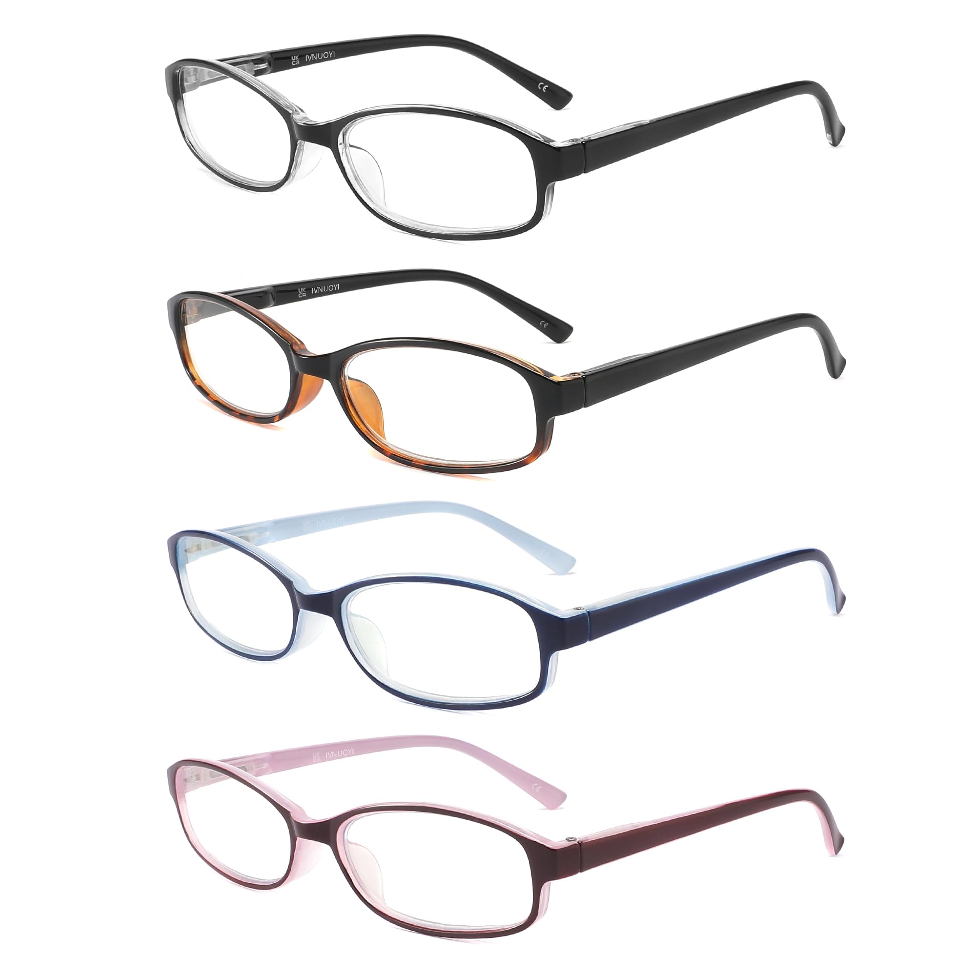 4 Pack Reading Glasses with Spring Hinges