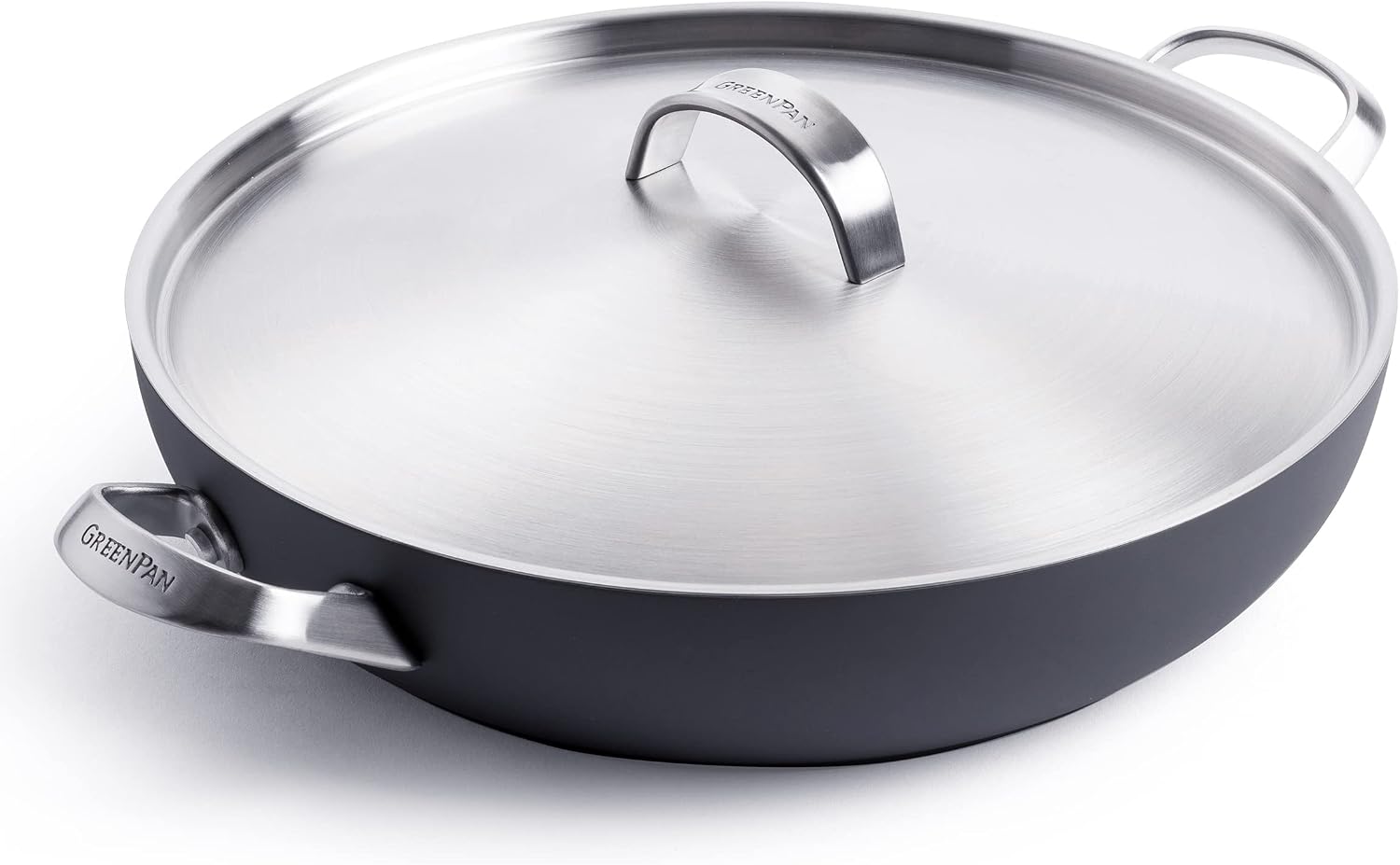 GreenPan Paris Pro 11-Piece Ceramic Nonstick Cookware Set - Hard Anodized Pots & Pans With Stainless Lids, PFAS-Free, Grey - View #8
