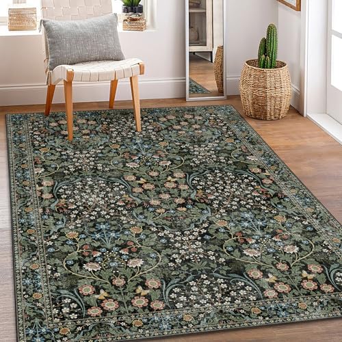 Tapete MUJOO 3x5 Floral Lavable Antideslizante Interior miniatura 1