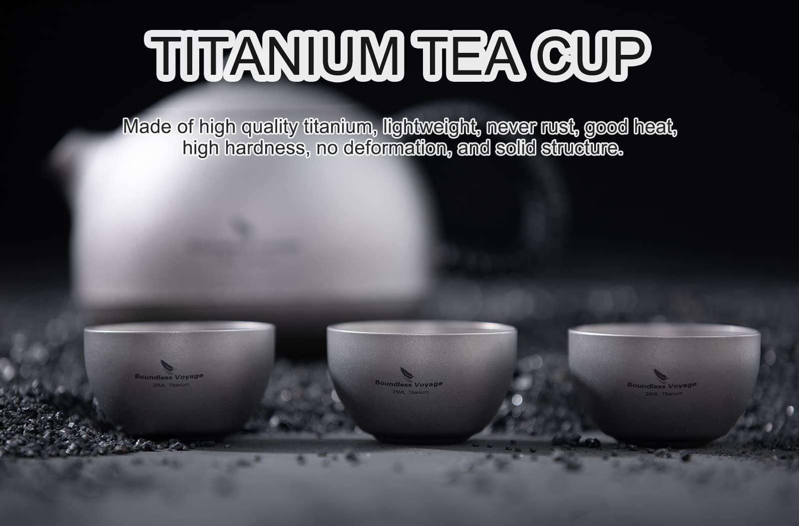 Boundless Voyage 25ML Titanium Wine Tea Cup Double-Wall Sake Whiskey Mug for Outdoor Camping Hiking Picnic A-Ti3202D