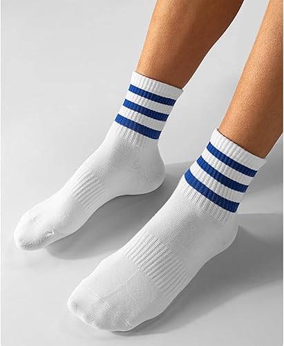 Miniatura 5 de 4 pares de calcetines a rayas para mujer, calcetines deportivos retro de algodón, elásticos, calcetines novedosos, unisex, multicolor