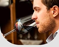 Vista 3 de Bezrat Juego de 2 copas de vino tinto, copa de vino pintada a mano, artículos esenciales para bebidas, 11 pulgadas de alto, vaso grande para amantes