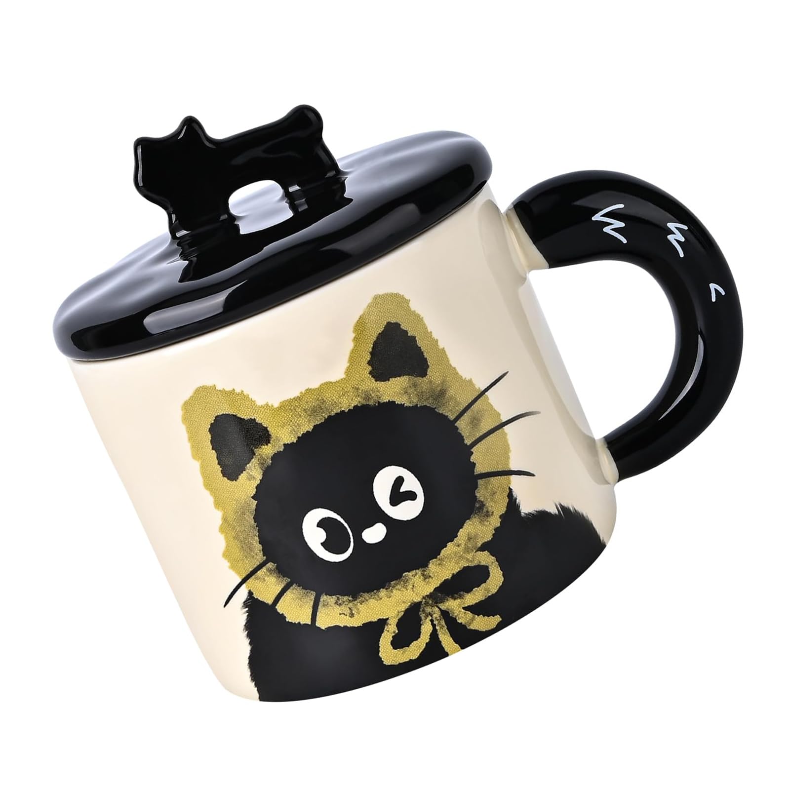 Elnwnnkc Cats Coffee Mug with Handle 370ML Ceramic Drinking Cup Cats Enthusiasts Drinkware for Ceramic Coffee Cup