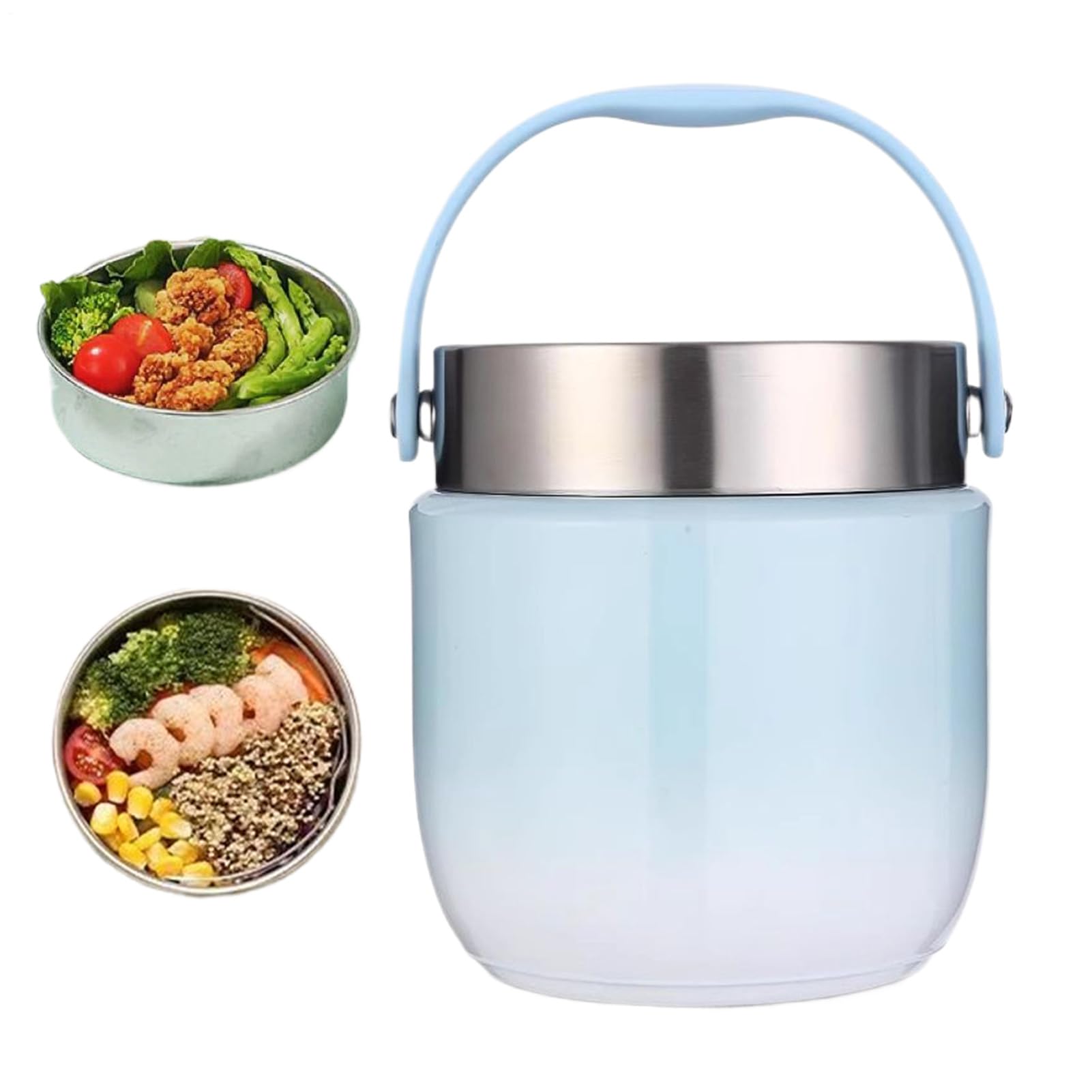 Generisch Isolierter Lebensmittelbehälter, 1200ml Mahlzeitenbehälter, Tragbarer Dichter Isolierbehälter Für Reisen Wandern Picknick Outdoor Sport Angeln Grillen Getränke