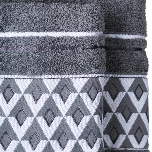 Luxury Bath Towels Set of 2 - 100% Turkish Cotton Premium Quick Dry Quality Large and Small Towels for Bathroom - Soft and Highly Absorbent Turkish Towels by Mix Cotton Home (Grey) - Image 5