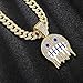 PHOEGRAY Miami Mens Cuban Link Chain Silver Gold Plated Bling Cuban Necklace Diamond Chain for Men iced out chain Hip Hop Jewelry (Smiling Face2-Gold)