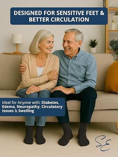 Miniatura 3 de Special Essentials 12 pares de calcetines de algodón para diabéticos para hombres y mujeres, parte superior extra ancha no vinculante, calcetines de