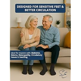 Special Essentials Diabetic Socks for Men & Women - 12 Pairs of Non-Binding Extra Wide Top Cotton Neuropathy Socks - Crew Length, Black and Gray, 13-15