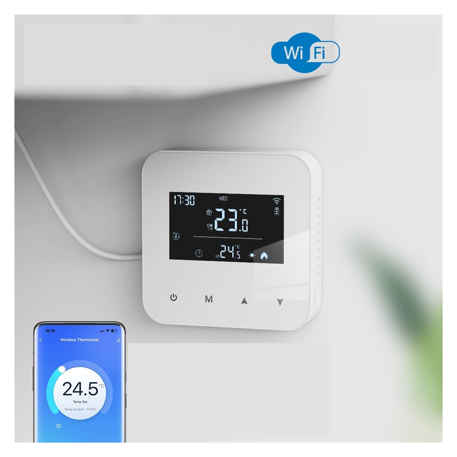 Thermostat Intelligent, Thermostat Intelligent WiFi for Chauffage d'ambiance alimenté par Batterie