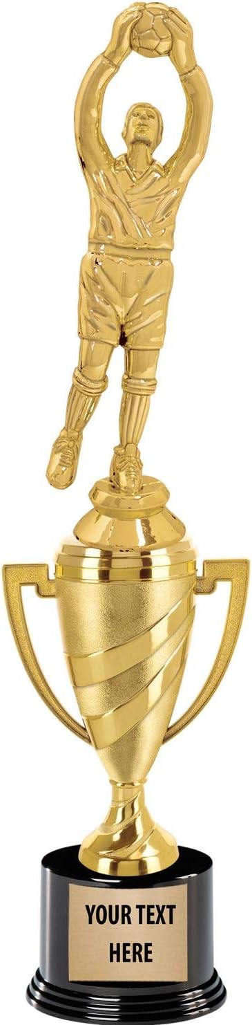 Crown Awards Soccer Trophy, 13" Gold Cup Soccer Goalie Trophies with Custom Engraving