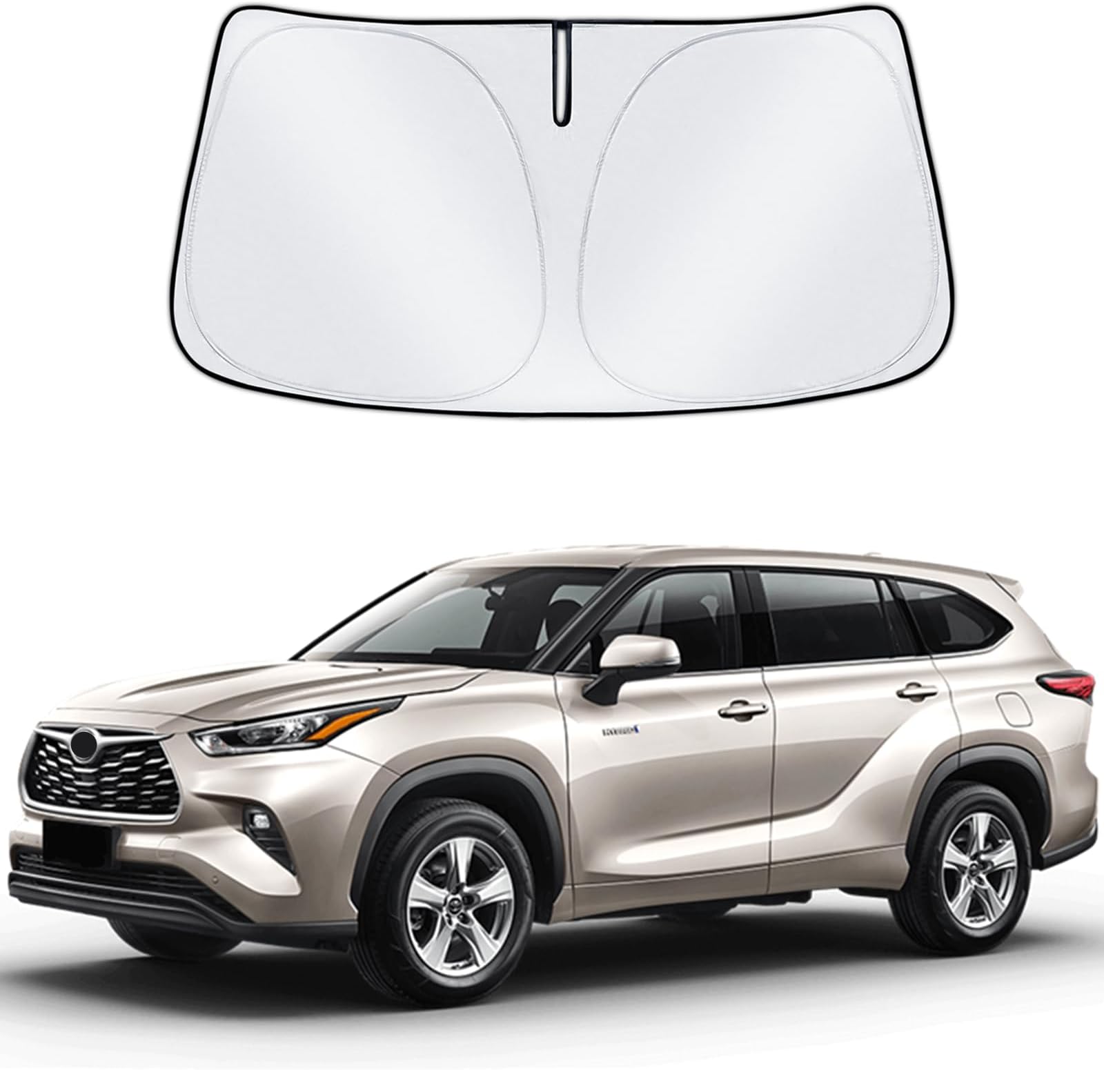 ZSLTCLWindshield Sun Shade for Toyota Highlander 2020-2024 Sunshade Accessories 240T Upgrade Foldable Sunshade Custom Windshield Sun Visor Blocks UV Rays