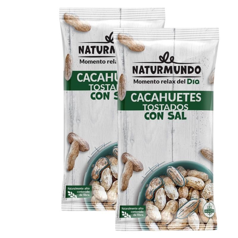 Pack 2 Cacahuetes con Cáscara Salados Naturmundo de Dia – 2 x Bolsa 250 g