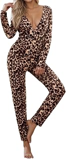 Genérico Lencería para Adolescente Chica Lencería Sexy para Mujer, Body de leopardo de Encaje, escote en V profundo, ropa de dormir para una galante lencería mostaza