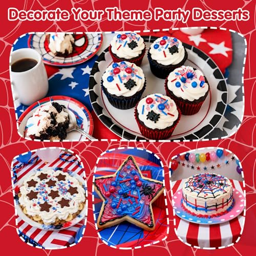 Image of Edible Spider Sprinkles,Black Spider,Hero Sprinkle,Spiderman Sprinkle for Cake,Red Blue Pearls Jimmies and Sanding Sugar Crystals for Desserts Decorating,130g,Cupcakes Cookie Donuts Ice Cream Decorations,Themed Toppers,Birthday,Children's Party Supplies