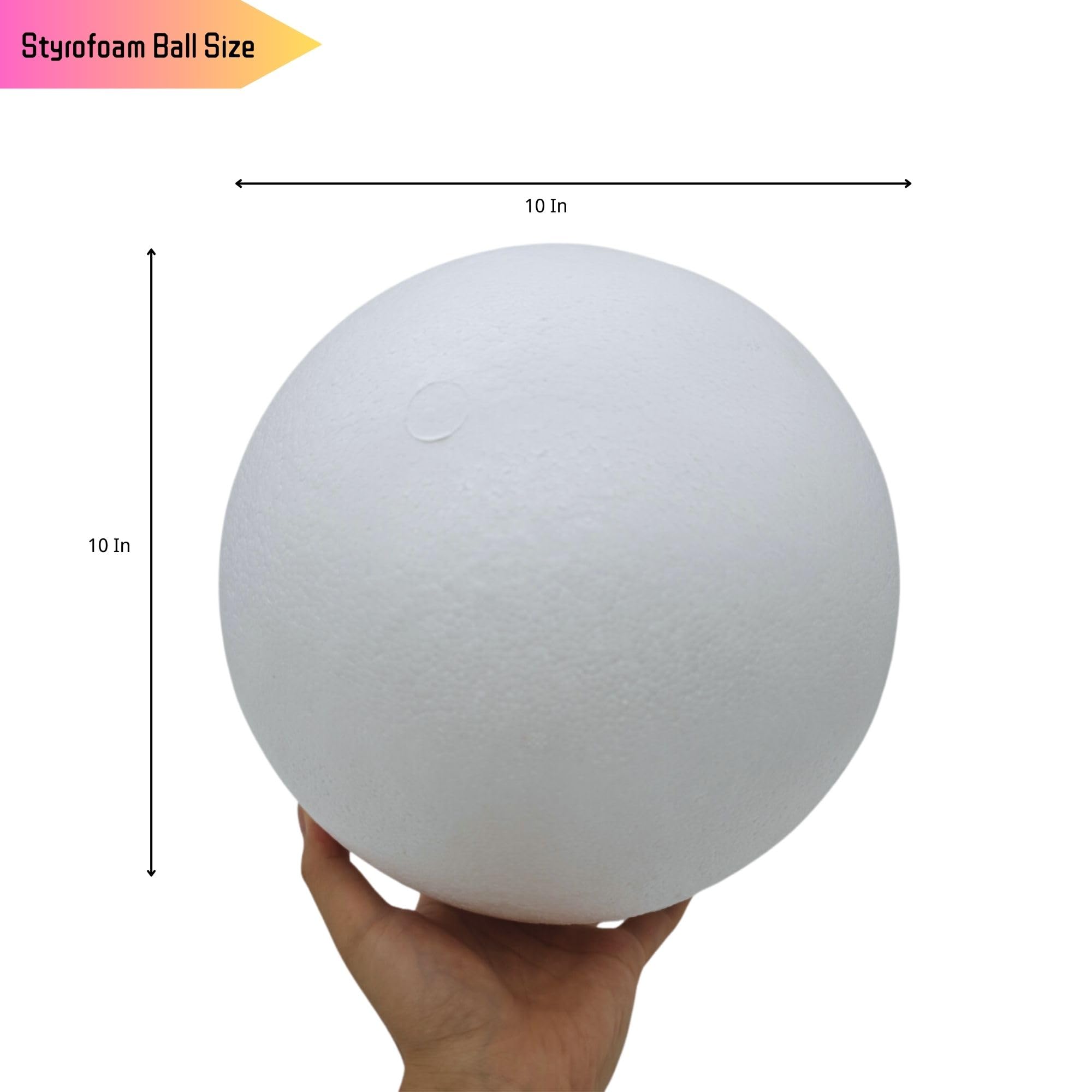 Styrofoam Balls 10 Inch, Extra Large Styrofoam Ball Craft Foam Balls for DIY Art Wedding Birthday Party Home Christmas Decorations School Projects Supplies
