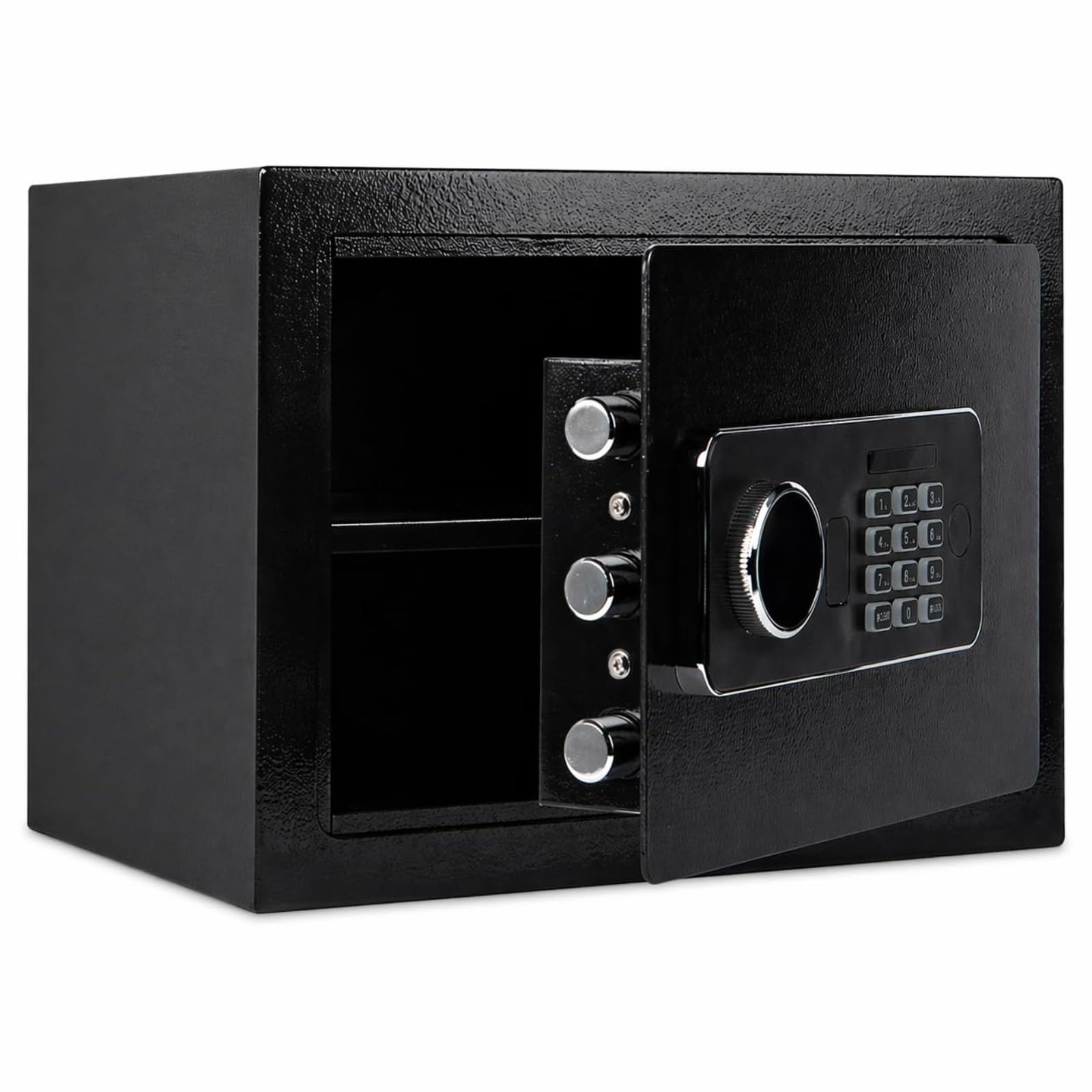 Steel Security Safe with Digital Keypad & Emergency Key, Electronic Lock for Cash, Jewelry, Documents - 0.75 Cu Ft, Black (13.8"W X 9.84"D X 9.84"H)