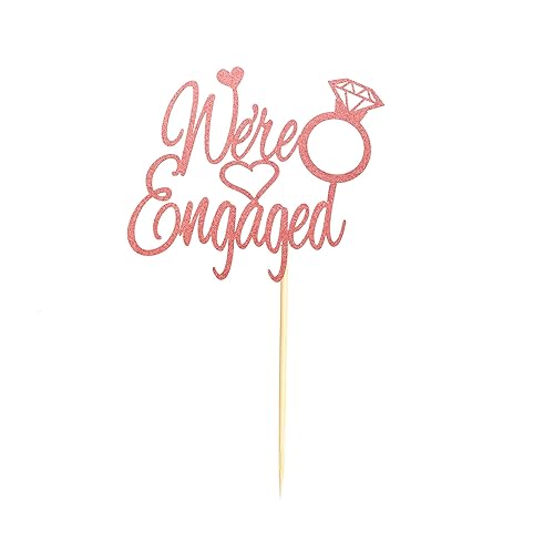 Miniatura 8 de Just Engaged - Decoración de pastel para decoración de fiesta de compromiso, letrero de anillo de compromiso, decoración de pastel de despedida de