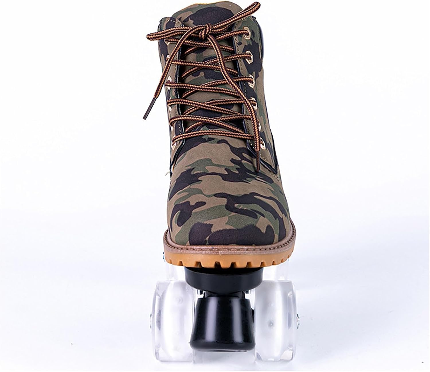 Adult Double Row Roller Skates for Women Outdoor and Indoor Beginners Men High-Top Roller Blades(Camouflage+Black Wheel,9)