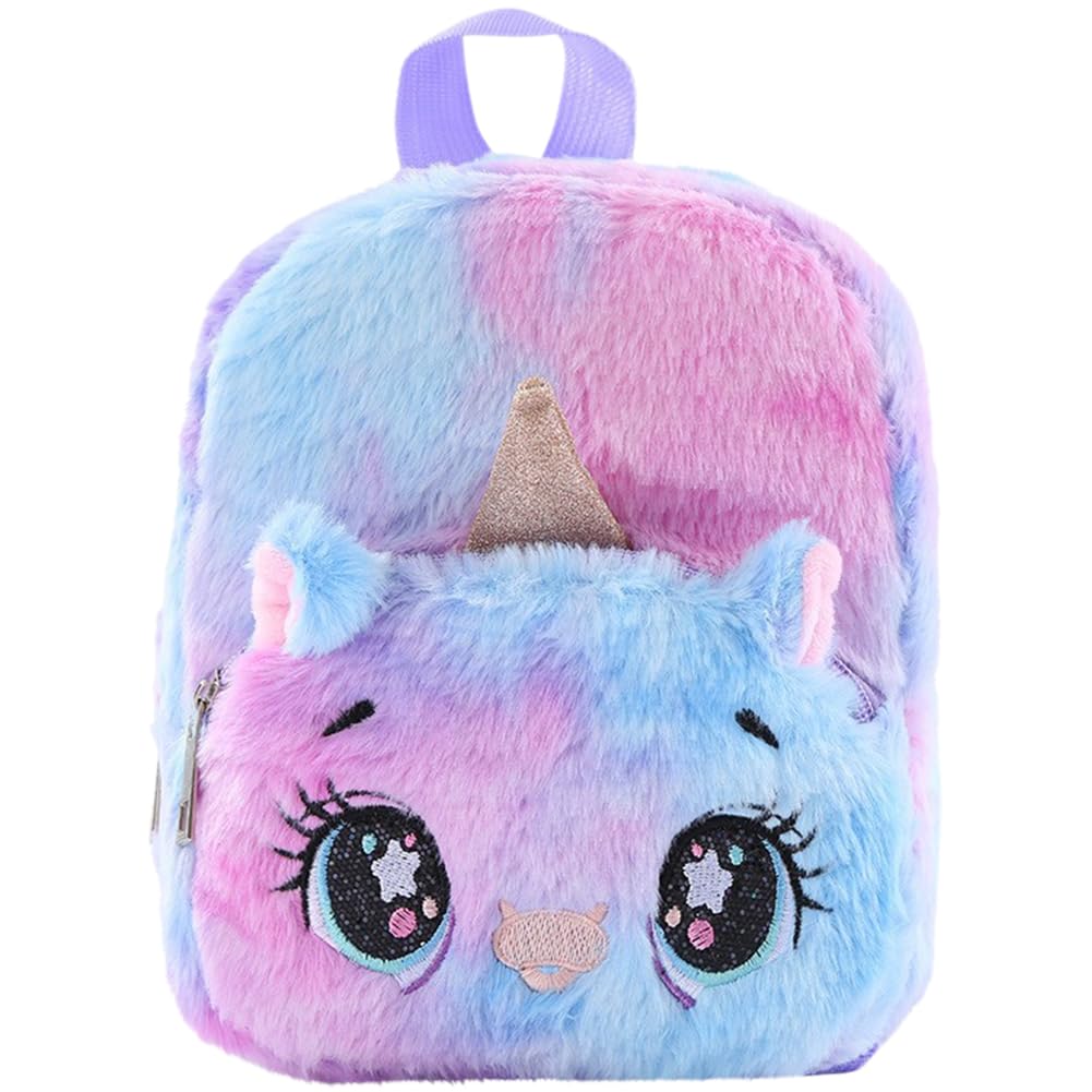 Unicornio Peluche Mochilas, Ojos grandes Unicornio Peluche Mochilas para Niño, Mochila de Moda Cute Glitter Girl, linda mochila de felpa Unicornio para mochila escolar Bolsa de viaje