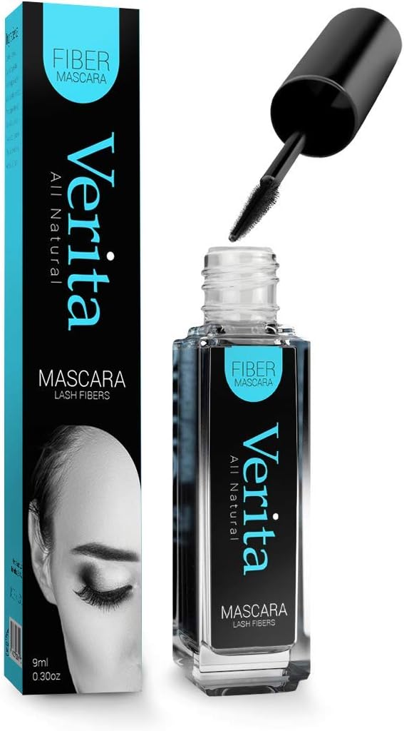 Verita Fiber Mascara - Non-Toxic All Organic Mascara - Lightweight, Lengthens & Volumize Eyelashes - For Women & Teens (Black)