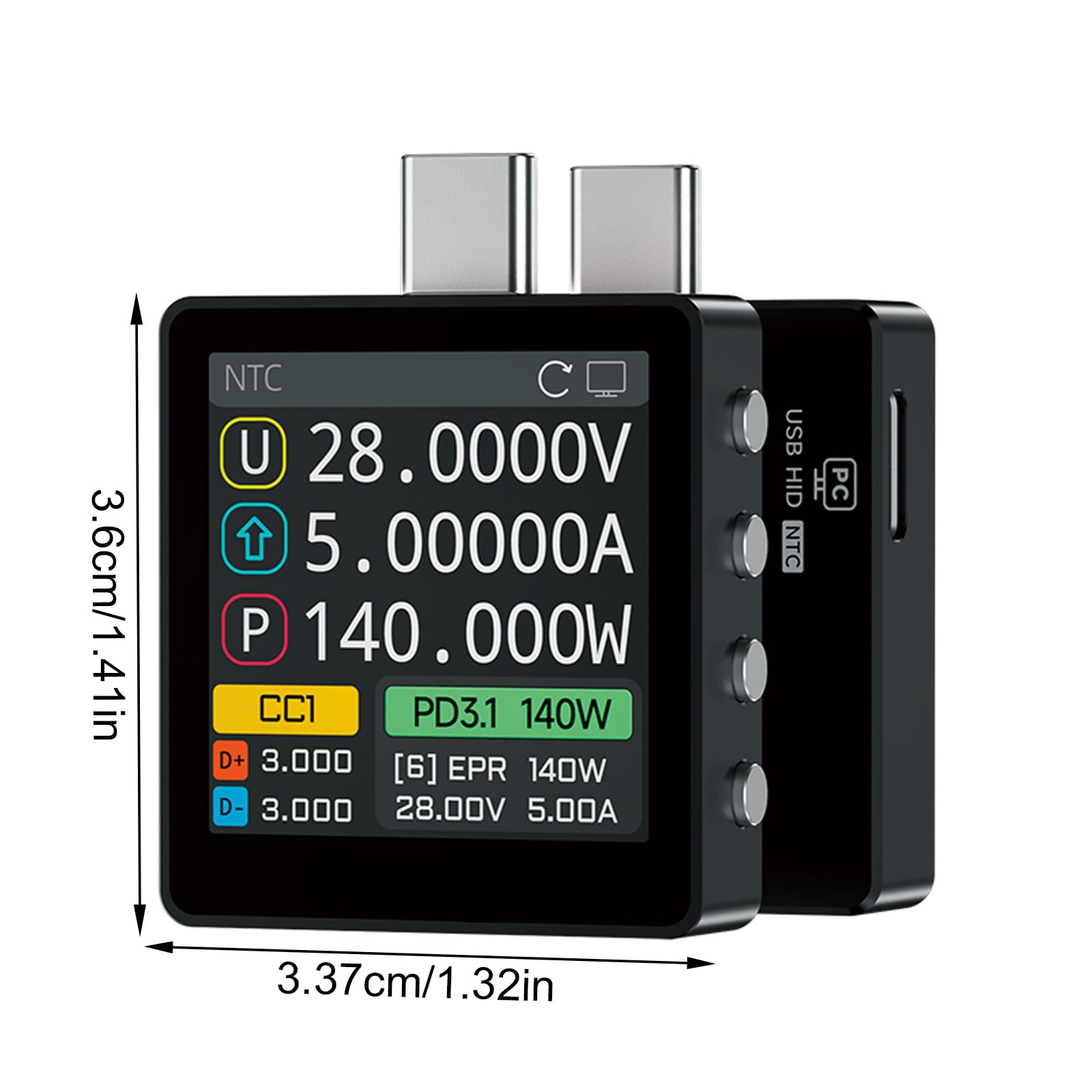 Medidor avanzado USB C para protocolos con modo directo 24P y voltajes precisos, lectura de corriente, probador USB C EPR