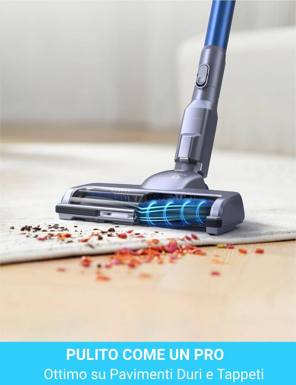 Greenote Aspirapolvere Senza Fili, 22kpa Scopa Elettrica Senza Fili Potente con Motore Brushless, 30Min Batteria Rimovibile Aspirapolvere senza Sacco Leggero per Pavimenti/Tappeti/Casa