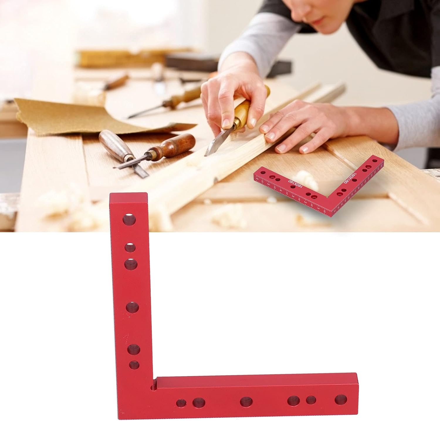 Protractor,Triangular,Square,Precision Measuring Steel Ruler,90 Degree Positioning Squares, Block Carpenter Clamping Tool Right Angle for Woodworking