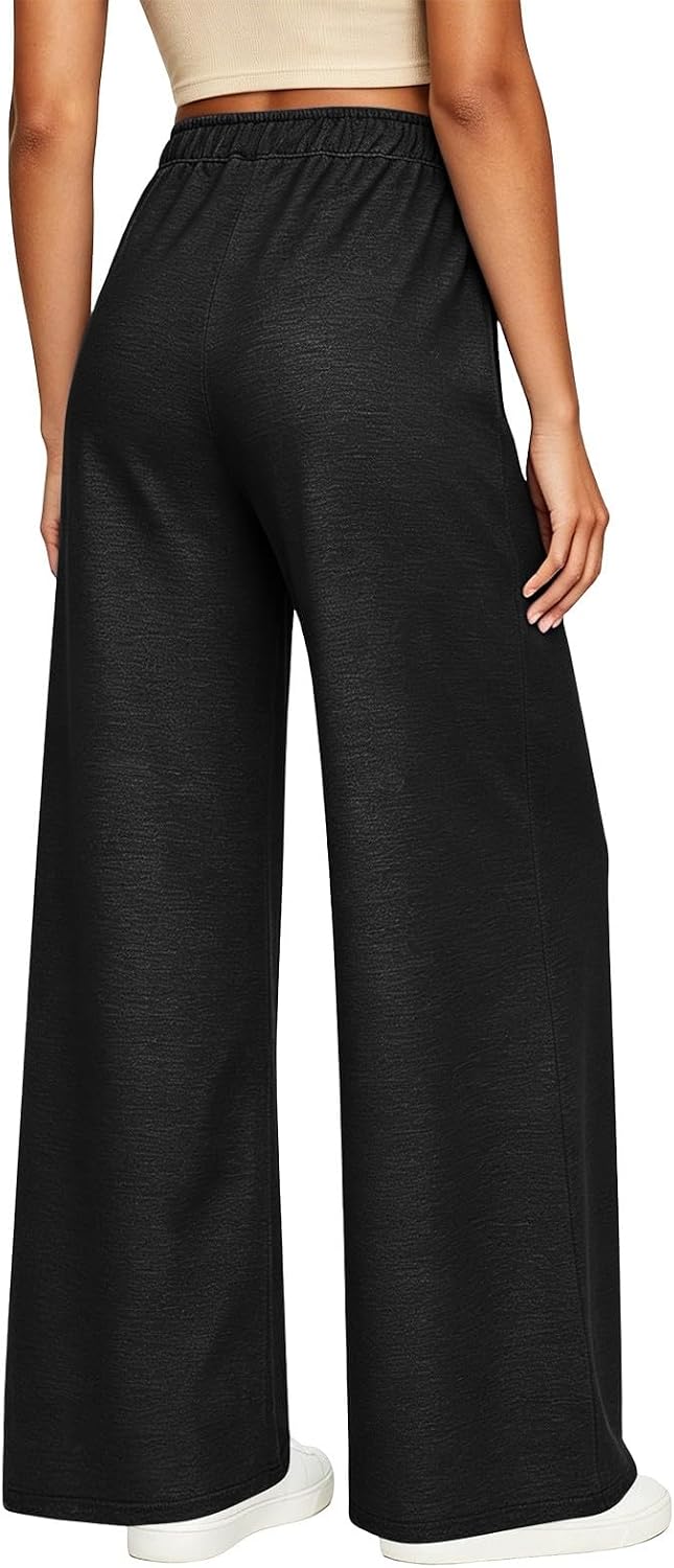 Wide Leg Jeans for Women High Waisted Drawstring Loose Fit Sweatpant with Pockets Elastic Waist Strechy Denim Pants