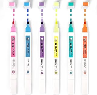 Hmeuest Erasable Highlighters, 6 Colours Highlighters with Pastel & Neon, Aesthetic Cute Pastel Highlighters Pens, for Bullet Journal, Bible, Notes, School Supplies