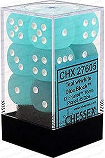 Chessex CHX27605 Dice-Frosted: 12D6 Teal/White Set