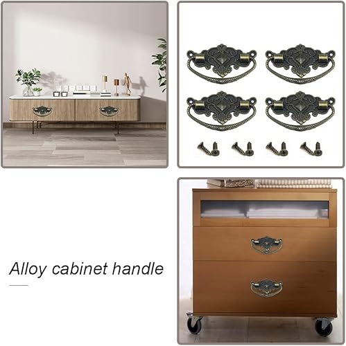 Miniatura 4 de YuanYouTong Tiradores de latón antiguo para armario, manijas de cajón vintage de 3 pulgadas, pomos de manija de muebles de cocina, accesorios de