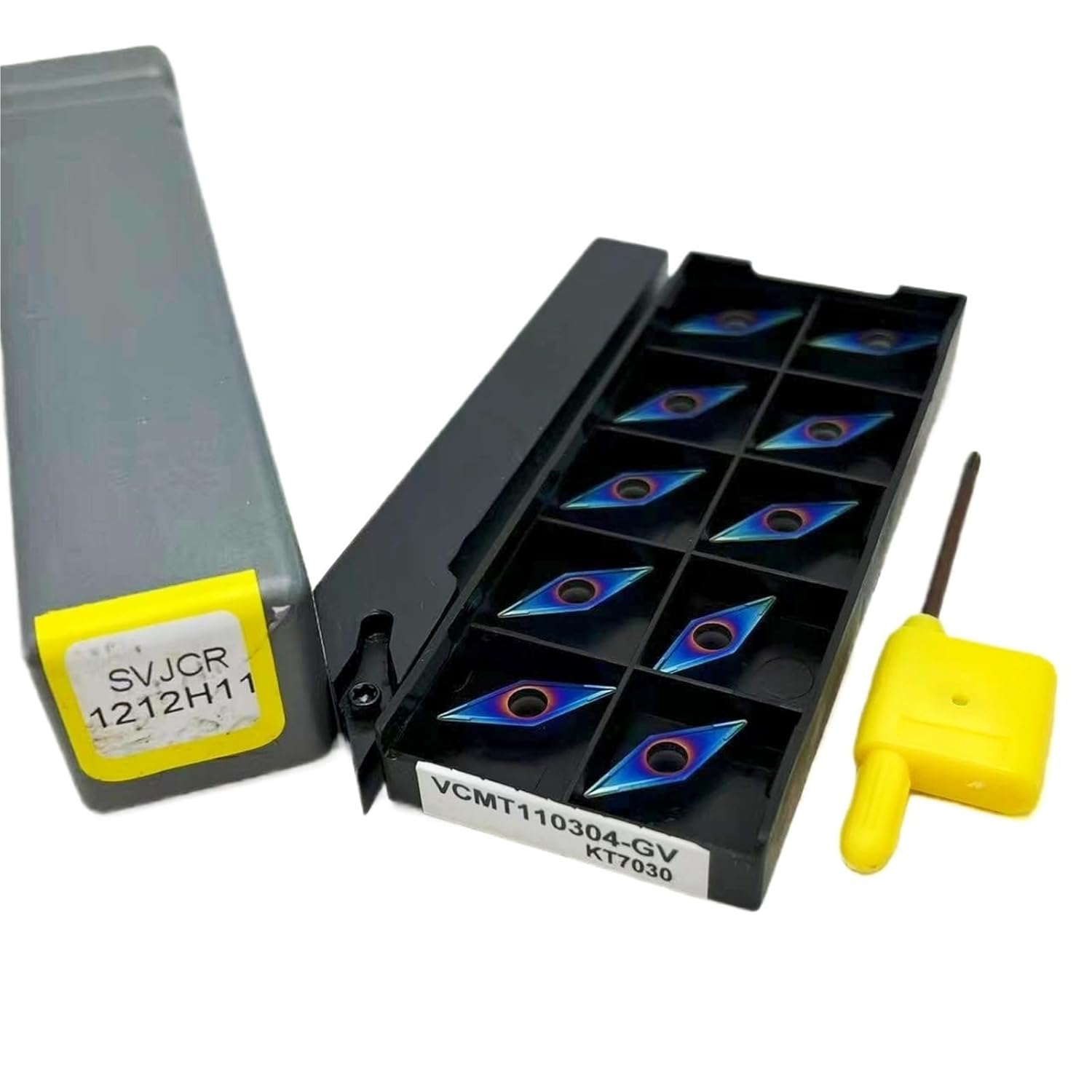 1pcs SVJCR1010H11 SVJCR1212 SVJCR1616 SVJCR2020 SVJCR2525M11 Indexable Metal Lather Turning Tool Holder External Turning Tool + 10pcs VCMT Inserts(SVJCR1010H11-VCMT110304 AKH01)