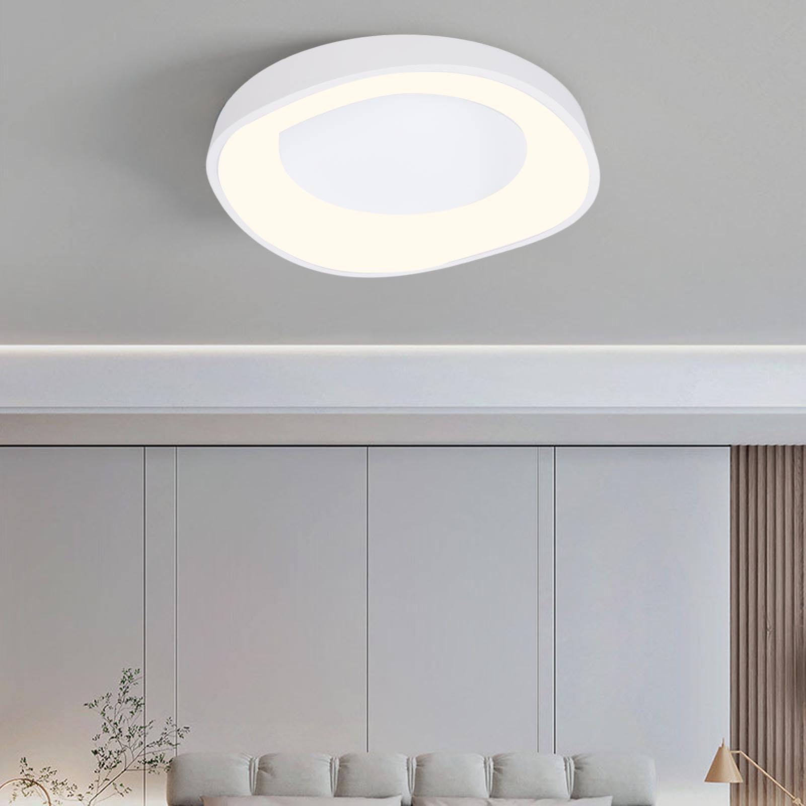 Sufitowa do Montażu Podtynkowego, Oprawa Sufitowa LED, Górna z możliwością Przyciemniania, Regulowana Temperatura Barwowa 3000–6500 K, Pilot Zdalnego Sterowania, Idealna do Sypialni, Kuchni