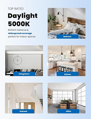 Miniatura 2 de SunLake - Paquete de 12 luces empotrables de techo LED ultrafinas de 4 pulgadas con caja de conexiones, luz diurna de 5000 K, ecualizador de 10 W y