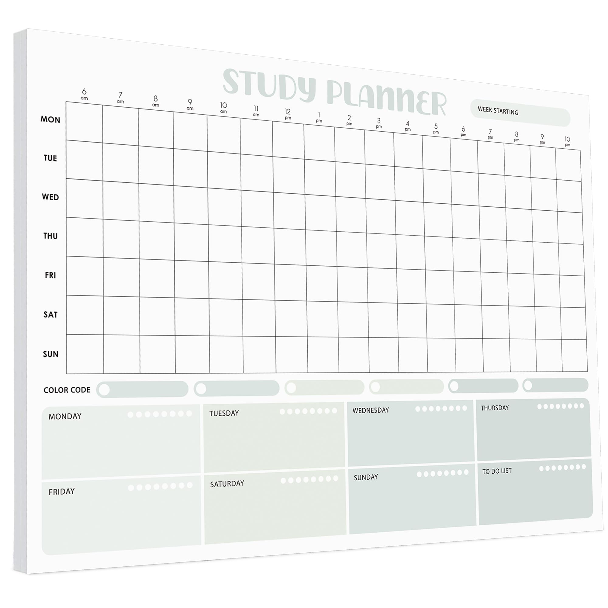 Revision Supplies, A4 Large Study and Revision Planner Pad for Students – 6am to 10pm Timeslots for Precise Planning - To Do List Notepad Organiser for Productivity – 50 Sheets