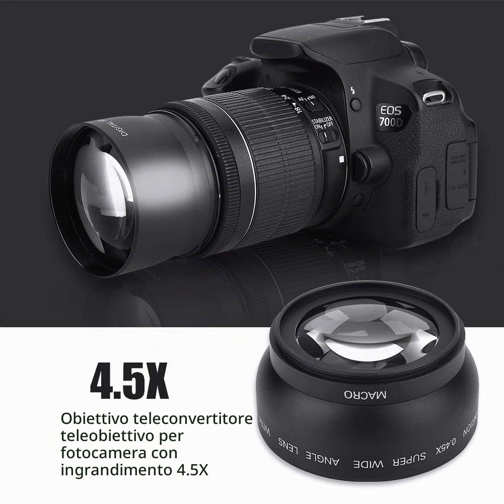 Obiettivo Grandangolare 0.43x 55mm Con Macro – Vetro Ottico Rivestito Per Fotocamere Con Filettatura 55mm