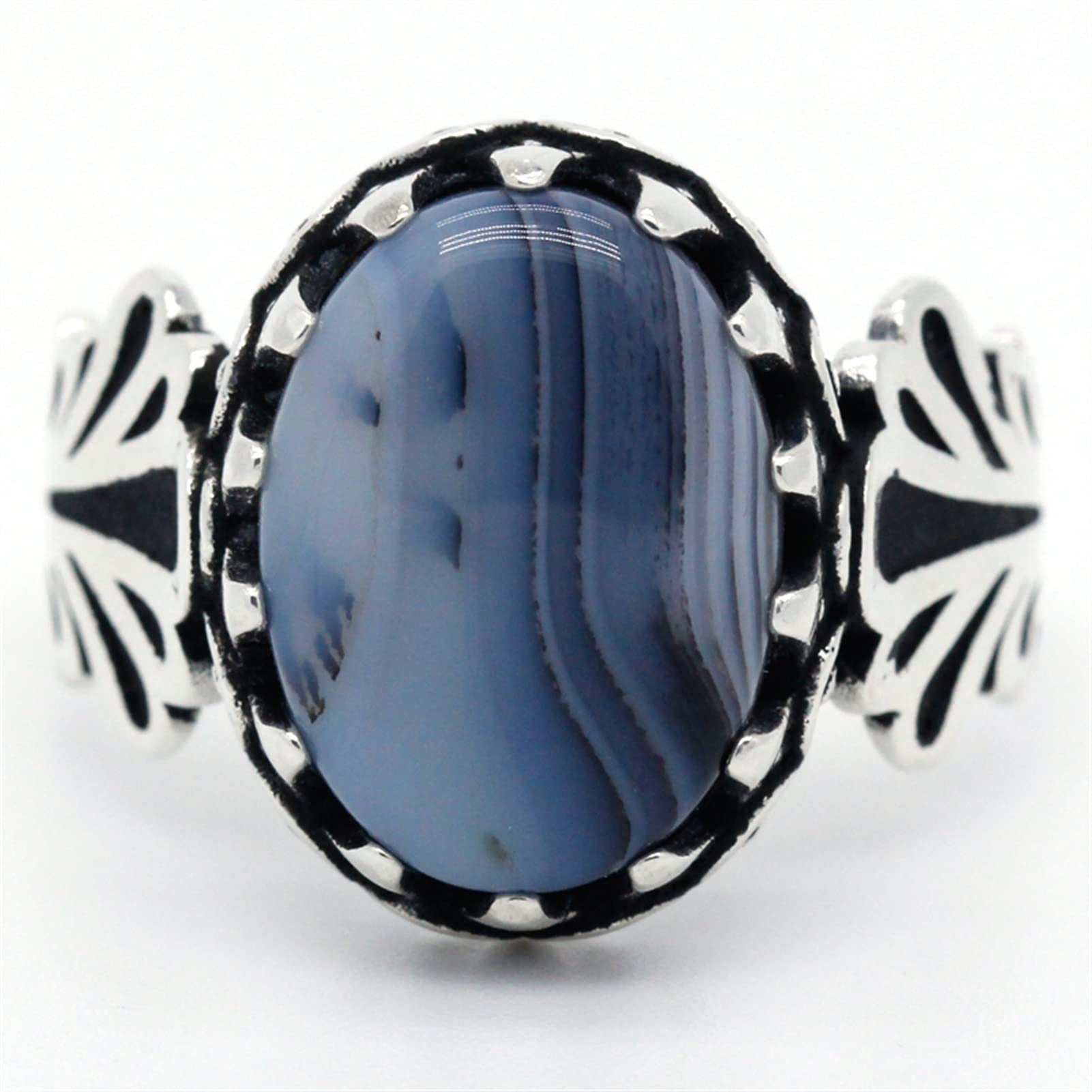 Jewelry Natürlicher Achatring für Herren 925er Silber Krallenbesatz Edelsteinring Türkischer Handgemachter Schmuck Türkischer Ring (Ringgröße : 4.5) (6.5)