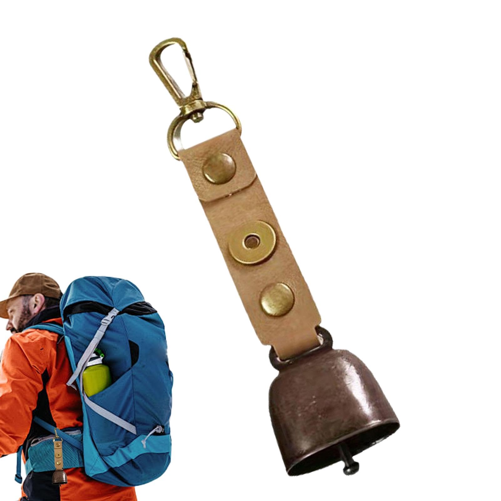 Produktbild von Bear Bell Bärenglocke Mit Pfeife Set Für Wanderer Mit Schalldämpfer Und Notfallpfeife Für Survival Wandern Radfahren Camping Angeln Klettern (braun Bear Spray