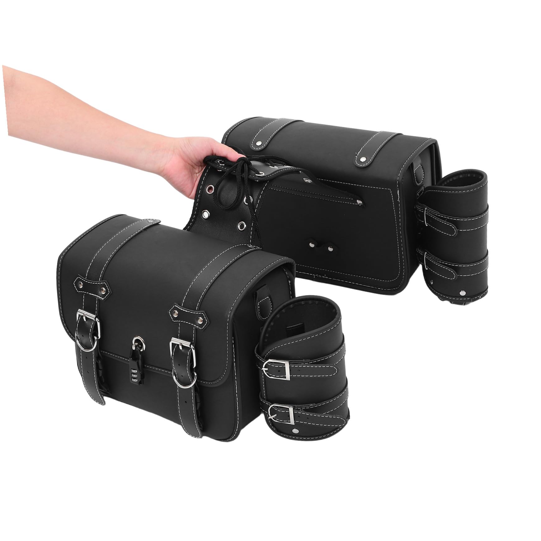 Hemobllo Motorcycle Side Pouch Leather Saddlebag Set Hanging Bags for Motorbike Storage And Travel Accessories