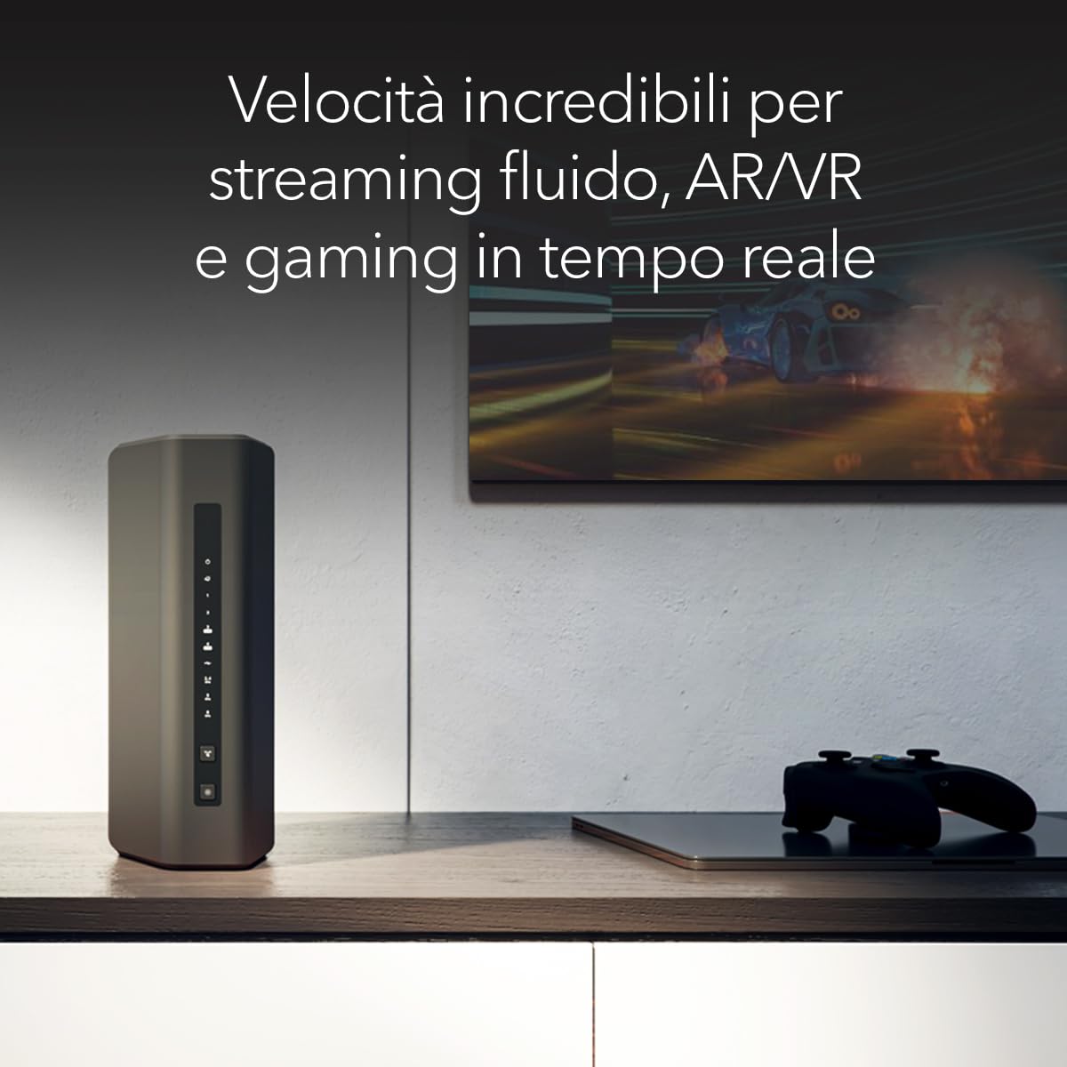 NETGEAR Nighthawk Router WiFi 7 (RS300) Tri-Band, Velocità wireless BE9300 - (fino a 9.3Gbps) - Copertura fino a 175 m2, 100 dispositivi - Porta Internet da 2.5 Gig