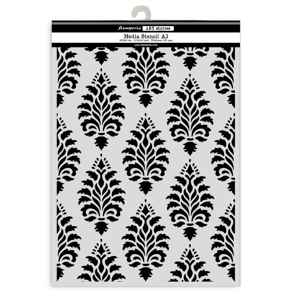 Stamperia - Selection of Big Stencils A3 for Scrapbooks, Albums, Cards, Bullet Journalling, and More, Flexible Material, Easy to Clean, Perfect for Hobbies, Crafts and Gifting (Art Stories) (5pcs)